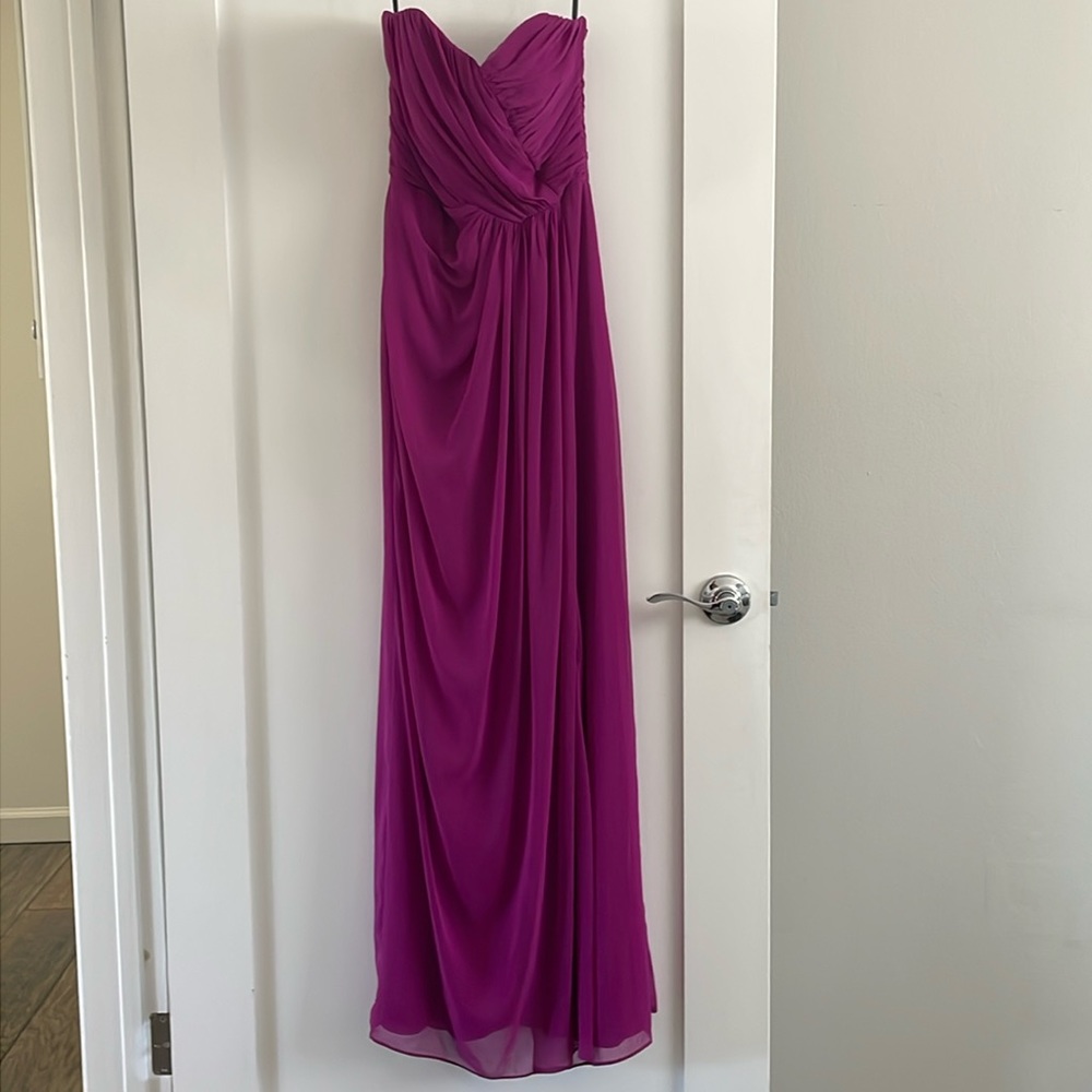 Dessy Collection Strapless Dress in Fuchsia